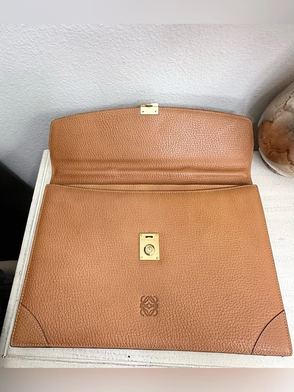 LOEWE Anagram Leather Briefcase w/ Keys